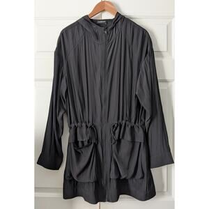 Carbon38 Black Draper Anorak Hooded Jacket